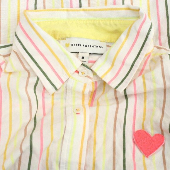Kerri Rosenthal Shrunken Pia Shirt Tunic Top Buttondown Striped Poplin M - Picture 11 of 11